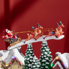 HOMCOM Animated Plug-In Lit Christmas Village with Santa and Deer-Great addition for your entryway table, fireplace mantle, dressing table and bedside table 