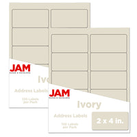JAM Paper Mailing Address Labels, 2 x 4, Ivory, 2 sets of 120 (17966070g)-Ivory