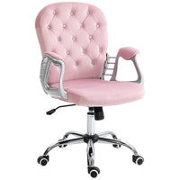 Vinsetto 360-Degree Swivel Computer Desk Chair with Padded Seat and Adjustable Height - Pink-Velvet-feel fabric is beautiful and skin-friendly