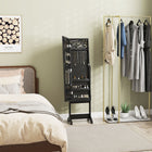 HOMCOM Mirror Jewelry Cabinet with LED Lights - 14.25" L x 11.75" W x 53.5" H - Black-3-Level angle adjustable full-length mirror, provides you great view for dressing 