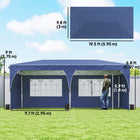 Outsunny 10 ft W x 20 ft L Pop Up Canopy Tent Instant Canopy with Reflective Strips - Dark Blue-Roof reflective strips for night safety