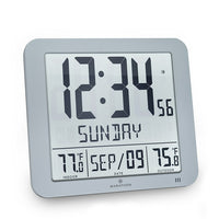 Marathon Atomic Wall Clock with Indoor/Outdoor Temperature - Graphite Grey (CL030027FD-GG)-Features large, easy to read 2" high display