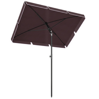 Outsunny Adjustable-Tilt Patio Umbrella - 6.5'x4' - Coffee-Attractive and stylish rectangle umbrella outdoor patio with flounce design offer convenient protection