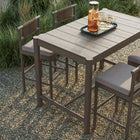 Modway Eleni 5-Piece Outdoor Teak Wood Bar Set - Weathered Grey Pebble-Removable Cushions