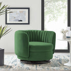 Modway Embrace Tufted Performance Velvet Swivel Chair - Black Emerald-Performance Velvet Upholstery