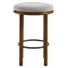 Modway Fable Boucle Fabric Counter Stools - Walnut Taupe - Set of 2-Non-Marking Foot Glides