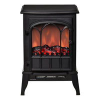 HOMCOM Freestanding Electric Fireplace Heater with LED Flame - Black-Freestanding electric fireplace with transparent tempered glass front for better viewing 