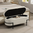 HOMCOM Lift-Up Lid Storage Ottoman Bench Footrest - Cream White-Breathable Sherpa fleece with thick foam padding delivers soft, cosy comfort;