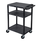 Luxor ENDURA AV 34" H Three-Tier Media Utility Cart with Electric - 24" W x 18" D - Black-The cart includes four 4-inch swivel casters made of polypropylene hubs with thermoplastic rubber treads, two of which have locking brakes for stability