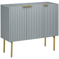 HOMCOM 35.4" L Accent Cabinet - Grey-A wide tabletop and 2 cabinet with 4 shelves total to keep all your items