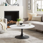 Modway Lippa 36" Round Coffee Table - Black White-Chip-Resistant Metal Pedestal Base