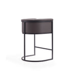 Manhattan Comfort Cosmopolitan 23.7" Mid-Century Modern Faux Leather Upholstered Counter Stool - Pebble and Black - 3 Pack-Seat Height: 25.5"