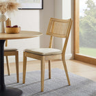 Modway Caledonia Fabric Upholstered Wood Dining Chair - Grey/Beige - 2 Pack-Assembly Required