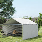PawHut Outdoor Dog Kennel and Dog Run with Cover - 13.1' x 7.5' x 4.9' - Silver-Enhanced tarpaulin security with encrypted buttonholes for added stability 