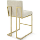 Modway Privy Gold Stainless Steel Upholstered Fabric Counter Stool - Gold Beige - Set of 2-Elegant Biscuit Tufting