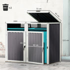Outsunny Double Garbage Bin Shed with Lockable Door and 180° Openable Lid-Doors with handles for secure, convenient operation
