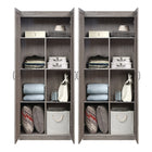 Manhattan Comfort Hopkins 59.22" 2-Piece Modern 14-Shelf Storage Closet - Grey-Mop Base with Non-marking Felt Foot Pads