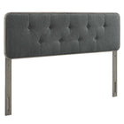 Modway Collins Tufted Fabric and Wood King Headboard - Grey Charcoal-Upholstered King Headboard