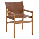 Modway Sonora Leather Dining Chair - Chestnut Tan-Teak Wood Frame