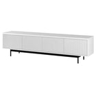 Hudson&Canal Whitman TV Stand for TV's up to 85" - White-The top has a weight capacity of 75lbs, inside storage area can hold 45 lbs in each section