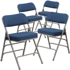 Flash Furniture HERCULES Series Premium Curved Triple Braced & Double Hinged Navy Fabric Metal Folding Chairs - 4 Pack-300 lb. Weight Capacity
