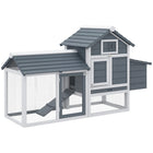 PawHut 60" Small Wooden Chicken Coop with Removable Tray - White-Compact sized coop, Suitable for hen or small chickens 