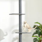 PawHut 100" Floor-To-Ceiling Cat Tree with 3 Perches - Grey-Colour: Grey 