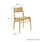 Modway Wynn Rope and Wood Dining Side Chairs - Natural - 2 Pack-Solid Beech Wood Frame
