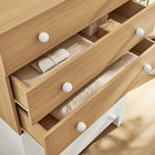 Modway Nolia 6-Drawer Color Block Dresser Chest - Oak White-Wood Grain Laminate Finish