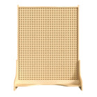 Flash Furniture Bright Beginnings Commercial Grade Natural Finish Wooden Double Sided Freestanding STEAM Wall Base w/ Peg Panels-Commercial Grade Freestanding STEAM Wall System with Peg Boards