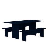 Manhattan Comfort Nomad 67.91" Modern Dining Set - Blue - Set of 3-3-Piece Modern Modern Dining Set for Dining Room Use