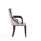 Manhattan Comfort Grand 22.5" Traditional Faux Leather Upholstered Dining Armchair - Light Grey - Set of 2-Option to Purchase with Matching Dining Chairs