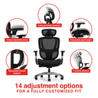Staples Hyken Pro Ergonomic Fabric Swivel Task Chair - Black-Breathable mesh back for all-day cooling support