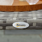 Outsunny 35.4" L x 19.7" W Rattan Coffee Table - Grey-Rectangular table lined with a PP board can support things stable, easy to clean and maintain