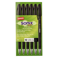 Staples Sonix Gel Pens - 0.7 mm - Black - 12 Pack-Super-smooth writing