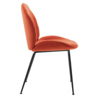 Modway Scoop Black Powder Coated Steel Leg Performance Velvet Dining Chairs - Orange - 2 Pack-Black Powder-Coated Steel Legs