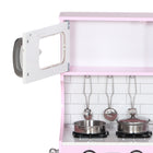 Qaba Kids Play Kitchen with Chalkboard, Ice Maker - Pink-Material: MDF 