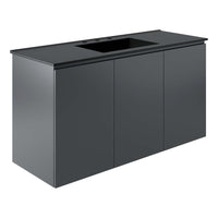 Modway Bryn 48" Wall-Mount Bathroom Vanity - Grey/Black-Modern Bathroom Vanity