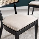 Modway Caledonia Fabric Upholstered Wood Dining Chair - Black/Beige - 2 Pack-Open Weave Rattan Backrest