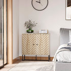 HOMCOM Modern 31.5" L Sideboard - Natural-Magnetic doors ensure secure closure and easy access
