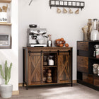 HOMCOM Industrial 35.5" L Sideboard - Rustic Brown-Equipped with adjustable shelves to accommodate items of various heights