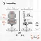 Sharper Image S-800 Ergonomic Mesh Swivel Executive Massage Chair - Light Grey-Durable design with nylon base with 360° swivel casters for supported movement