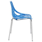 Modway Stencil Plastic Dining Side Chair - Blue - 2 Pack-Chrome plated steel base