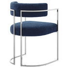 Modway Huron Curved Back Fabric and Metal Dining Accent Chair - Silver/Navy-8