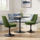 Modway Lippa Swivel Dining Performance Velvet Side Chair - Black Moss Green-Removable Seat Cushion