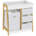 Qaba Baby Changing Table with Waterproof Pad - 3 Drawers - Large Basket-Suitable 34.3" height reduces bending and eases back strain
