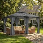 Outsunny 10 ft W x 13 ft L Patio Gazebo - Outdoor 2-Tiers Garden Canopy - Grey-8 leak holes on the canopy top perform well on rainy days