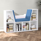 HOMCOM 6-Cubby Bookcase with Seat Cushion - Blue-2 top shelves offer you extra space for lamp or clocks