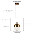 Hudson&Canal Orb 8" Wide Small Pendant with Glass Shade - Brass/White Milk-Product Dimensions: 8" L x 8" W x 10" H