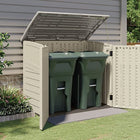 Suncast Horizontal Shed - 34 cu.ft. - Vanilla with Stoney Roof-Low profile design fits well along the side or your house or fence.